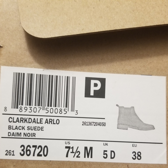 Clarks Black Suede Ankle Boots 7.5 - Picture 6 of 6